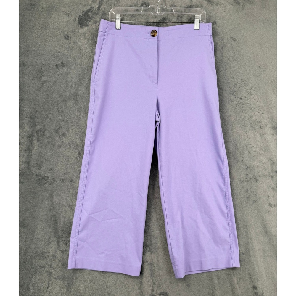 Ann Taylor Pants Womens Size 10 Kate Wide Leg Cropped Trouser Office Career Zip